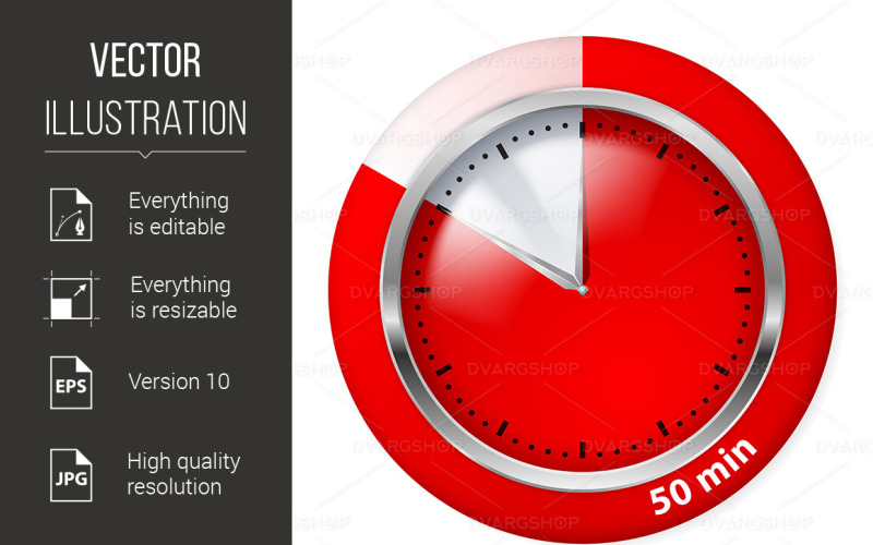 Red Timer Icon - Vector Image Vector Graphic