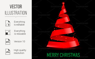 Ribbon Christmas Tree - Vector Image