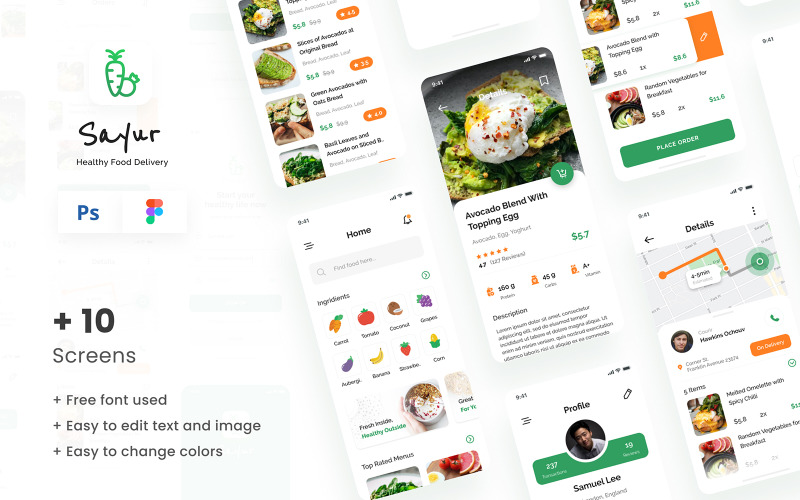 Sayur - Healthy Food Delivery iOS UI App Design UI Element