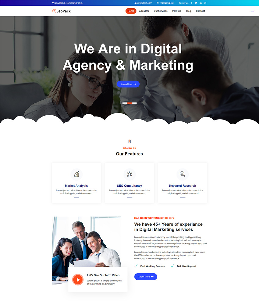 "SeoPack Landing Page Template" Bootstrap Landingspagina Template №117591