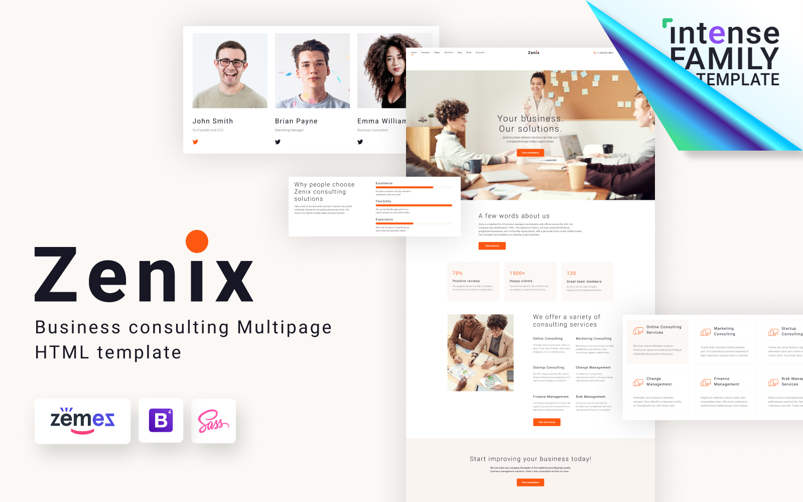 "Zenix - Business Consulting HTML Website Template" Responsive Website template №117596