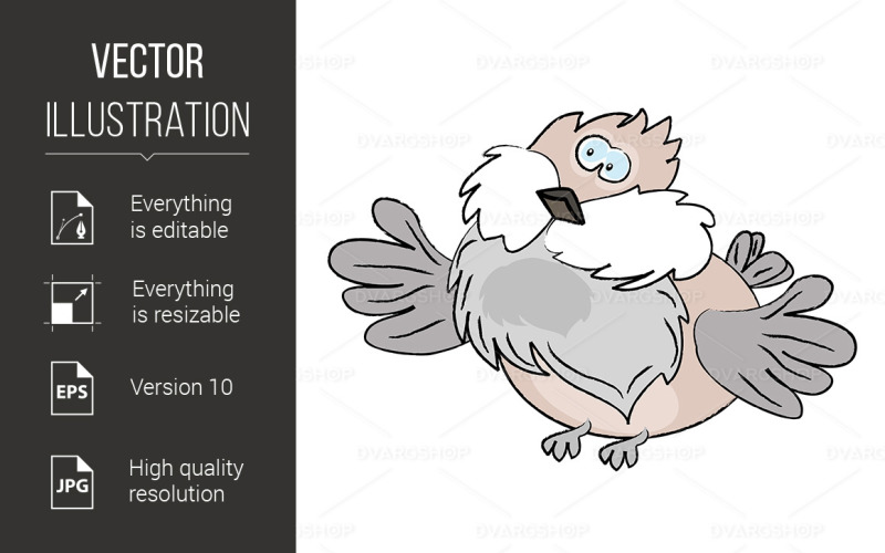 Cartoon Sparrow - Vector Image Vector Graphic
