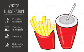 Drink And French Fries - Vector Image