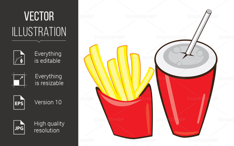 Drink And French Fries - Vector Image Vector Graphic