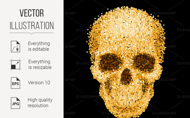 Golden Skull - Vector Image Vector Graphic