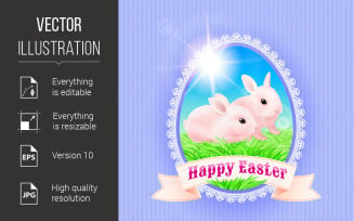 Greeting Card Happy Easter - Vector Image