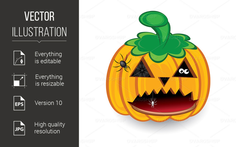 Halloween Pumpkin Isolated on a White Background - Vector Image Vector Graphic