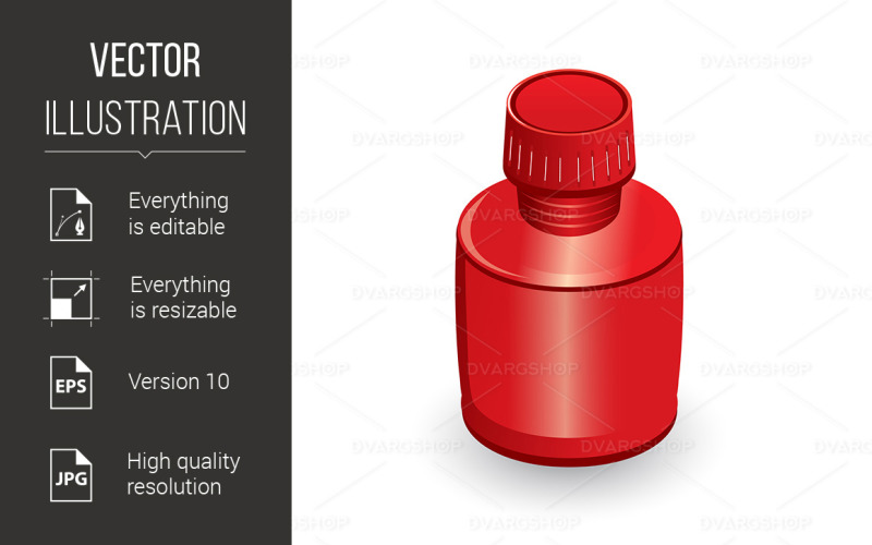 Medical Bottle of Red - Vector Image Vector Graphic