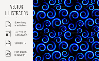 Seamless Texture of Abstract Blue Swirls - Vector Image