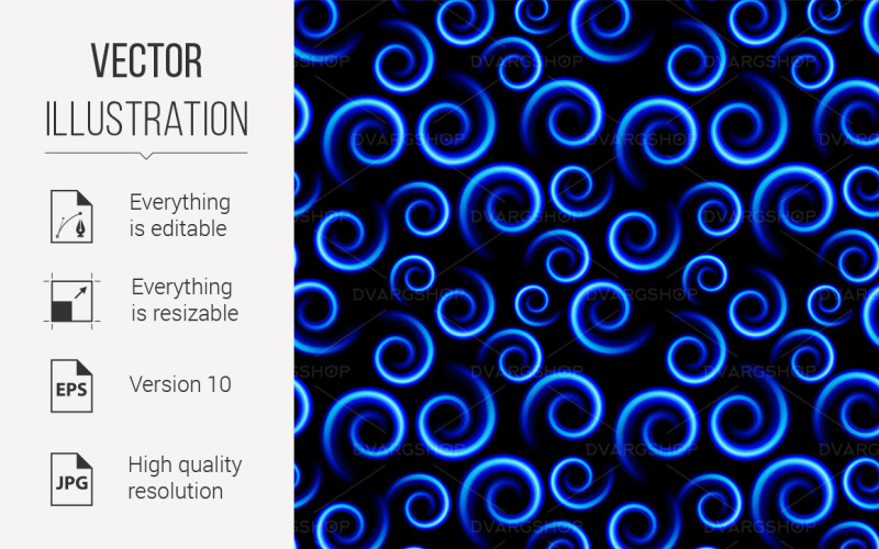Seamless Texture of Abstract Blue Swirls - Vector Image Vector Graphic