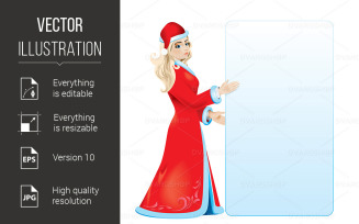 Snow maiden with white blank - Vector Image