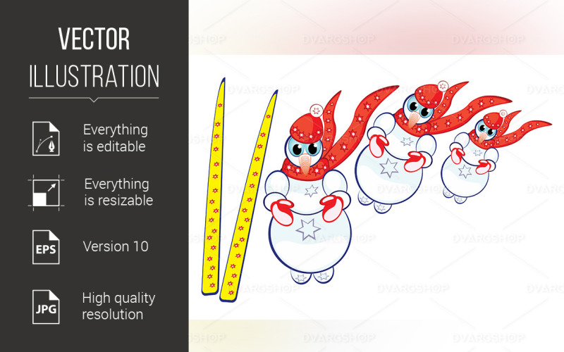 Snowmen - Vector Image Vector Graphic