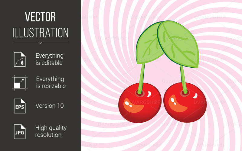 Tasty Cherries - Vector Image Vector Graphic