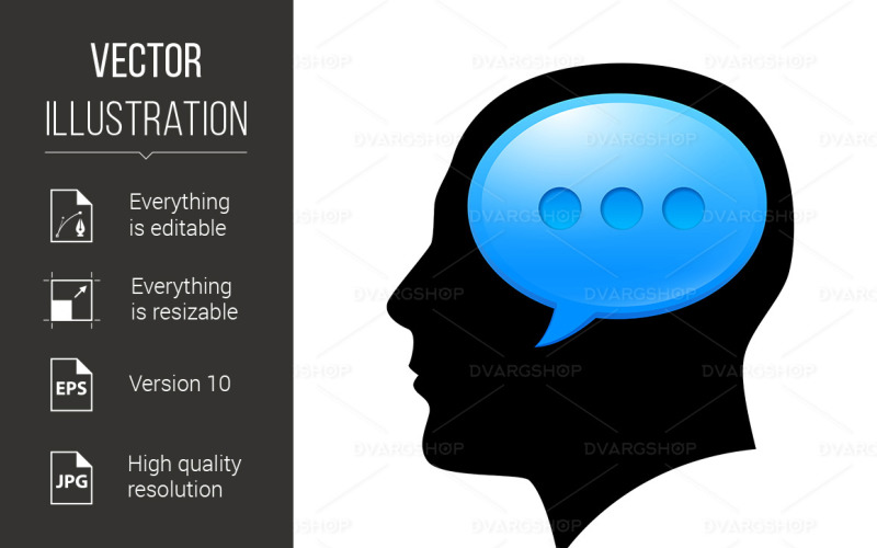 The Man in the Head with Sms - Vector Image Vector Graphic