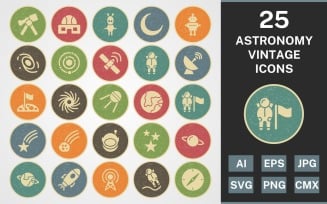 25 ASTRONOMY VINTAGE PACK Icon Set