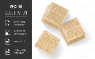 Brown Sugar Cubes - Vector Image