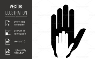 Hand in Hand Illustration in black-and-white - Vector Image
