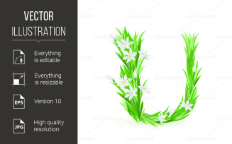 One Letter of Spring Flowers - Vector Image