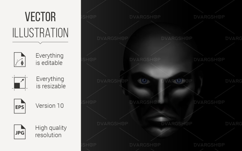 Serious Male Face - Vector Image Vector Graphic