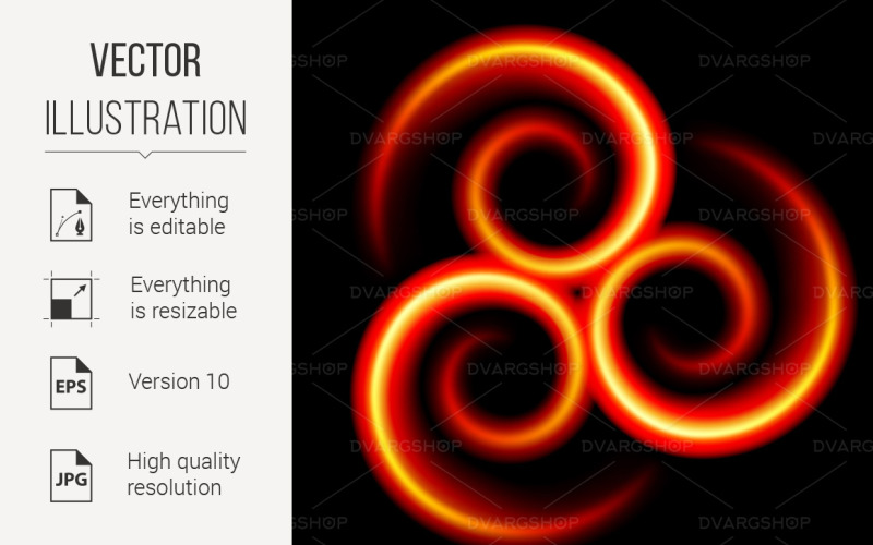 Three an Abstract Red Swirls - Vector Image Vector Graphic