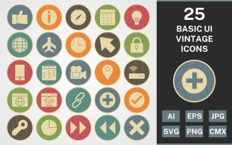 25 BASIC UI VINTAGE PACK Icon Set