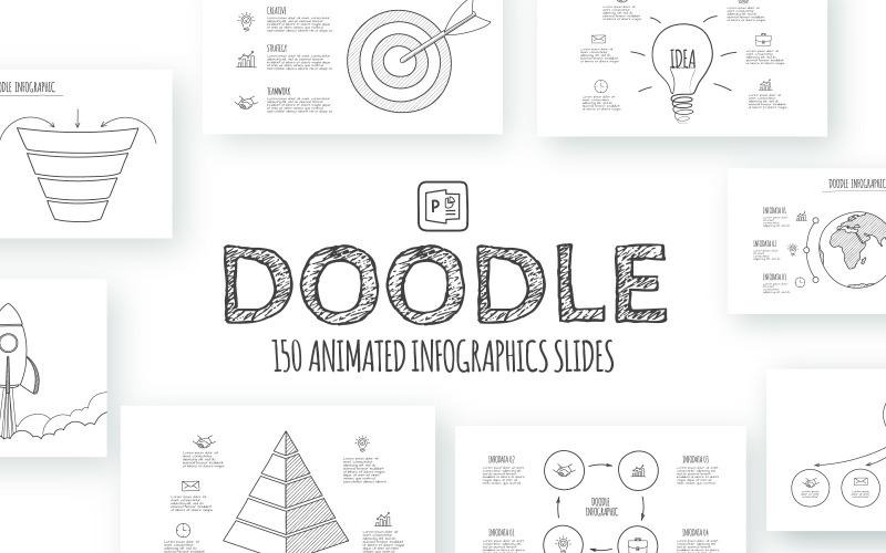 Doodle Animated Infographics PowerPoint template PowerPoint Template