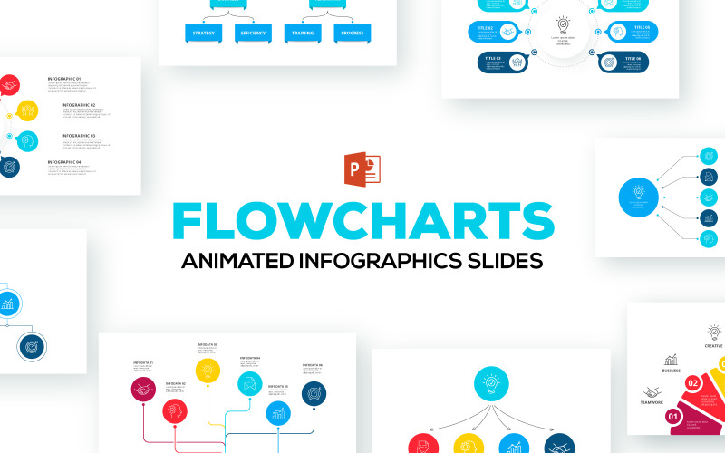Flowcharts Animated Infographics PowerPoint template PowerPoint Template