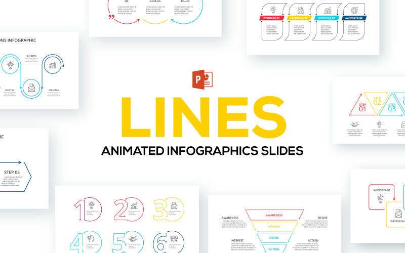Line Animated Infographics PowerPoint template PowerPoint Template