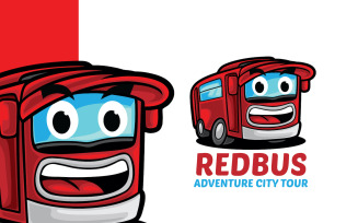 Red Bus Tour Mascot Logo Template