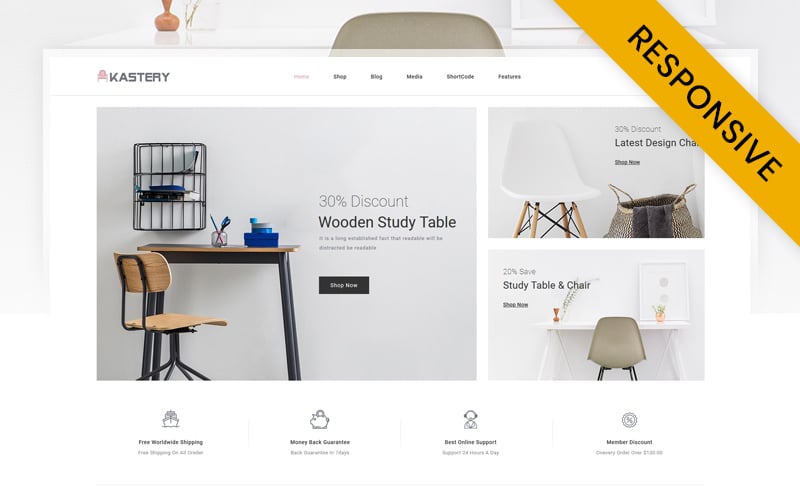 Responsywny motyw WooCommerce Kastery - Wood Furniture Store #117880