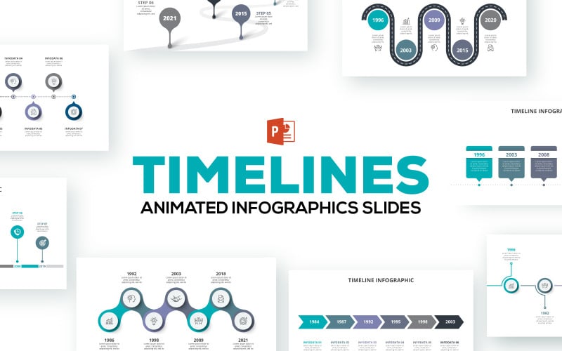 Timelines Animated Infographics PowerPoint template PowerPoint Template