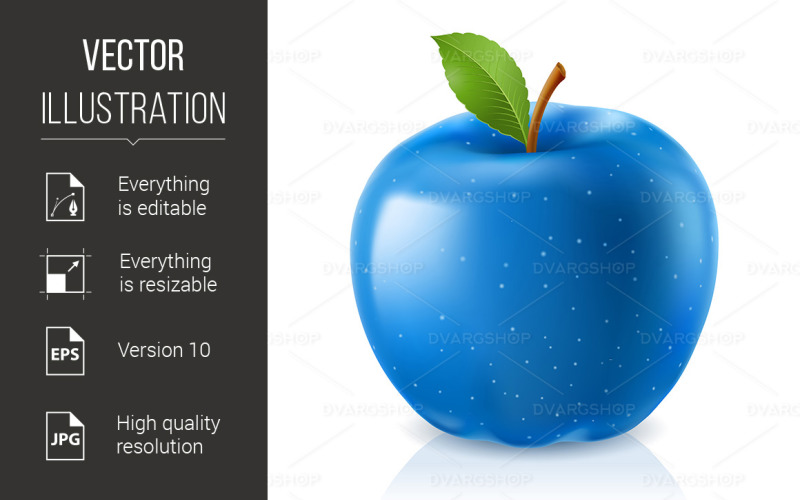Delicious Blue Apple - Vector Image Vector Graphic