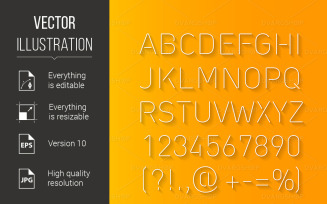 Font Thin Lines with Shadow - Vector Image