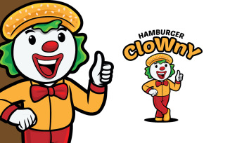 Hamburger Clown Mascot Logo Template