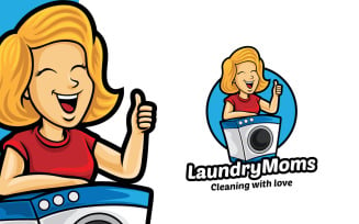 Laundry Mom Mascot Logo Template
