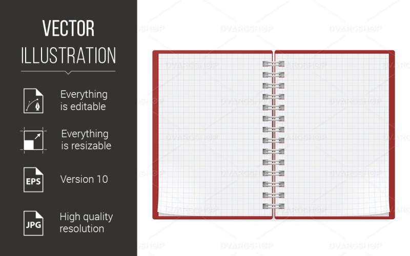 Realistic Notebook - Vector Image Vector Graphic