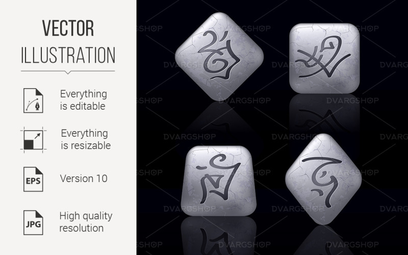 Runic Stones with Magical Spells - Vector Image Vector Graphic