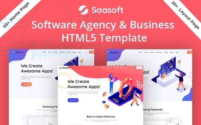 Saasoft Software Agency and Digital Marketing Bootstrap HTML5 Website Template