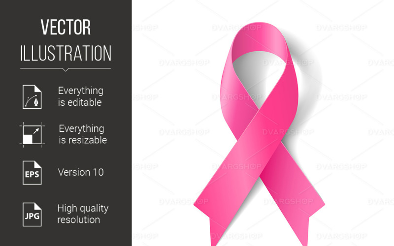 Tender Pink Ribbon - Vector Image Vector Graphic