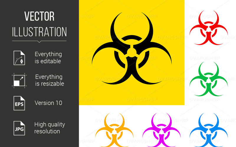 Biohazard Sign with Color Variations - Vector Image Vector Graphic