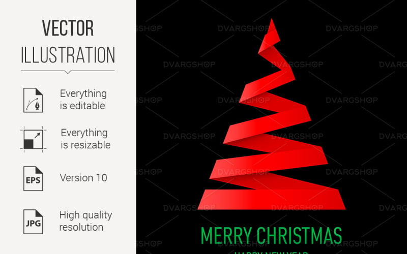 Christmas Tree in Origami Style - Vector Image Vector Graphic