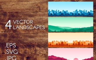 Panorama Landscapes Set - Vector Image
