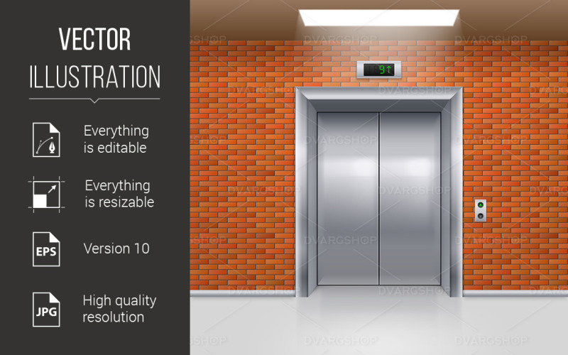 Elevator Doors - Vector Image Vector Graphic
