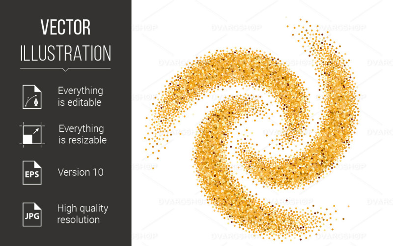 Gold Glittering Wave - Vector Image Vector Graphic