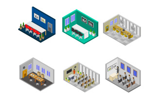 Isometric Conference Room Set - Vector Image