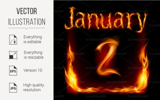 Second January in Calendar of Fire - Vector Image