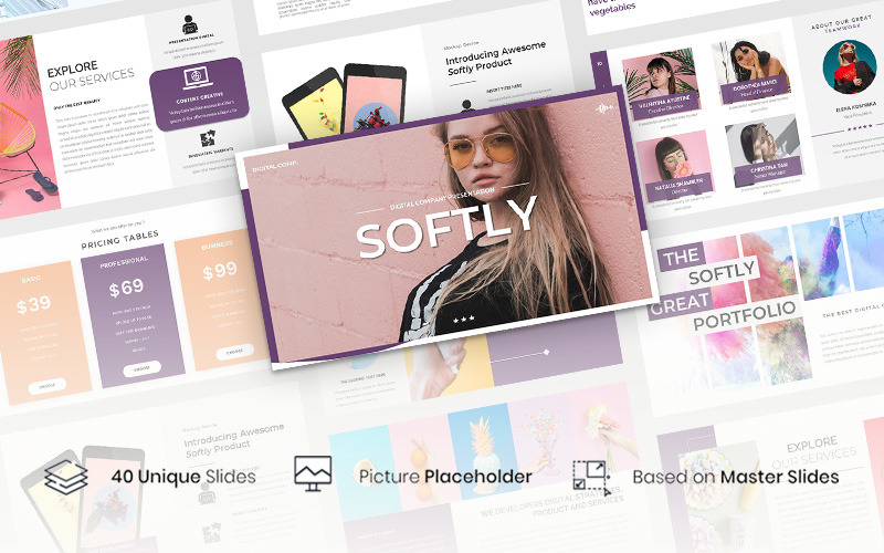 Softly – Creative Business PowerPoint template PowerPoint Template