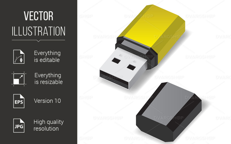 USB Flash Drive - Vector Image Vector Graphic