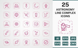 25 ASTRONOMY LINE COMPLEX PACK Icon Set