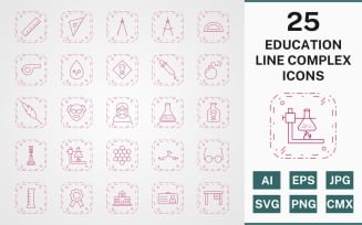 25 EDUCATION LINE COMPLEX PACK Icon Set